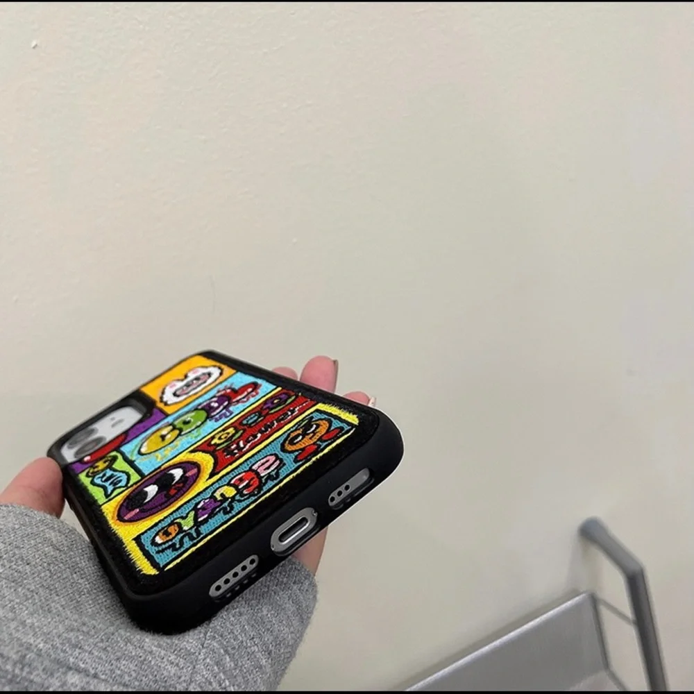 Embroidered Cartoon Design Phone Case